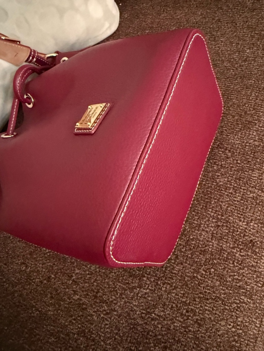 Dooney & Bourke Lucca Leather Small Drawstring
In Wine in EUC - Picture 5 of 5
